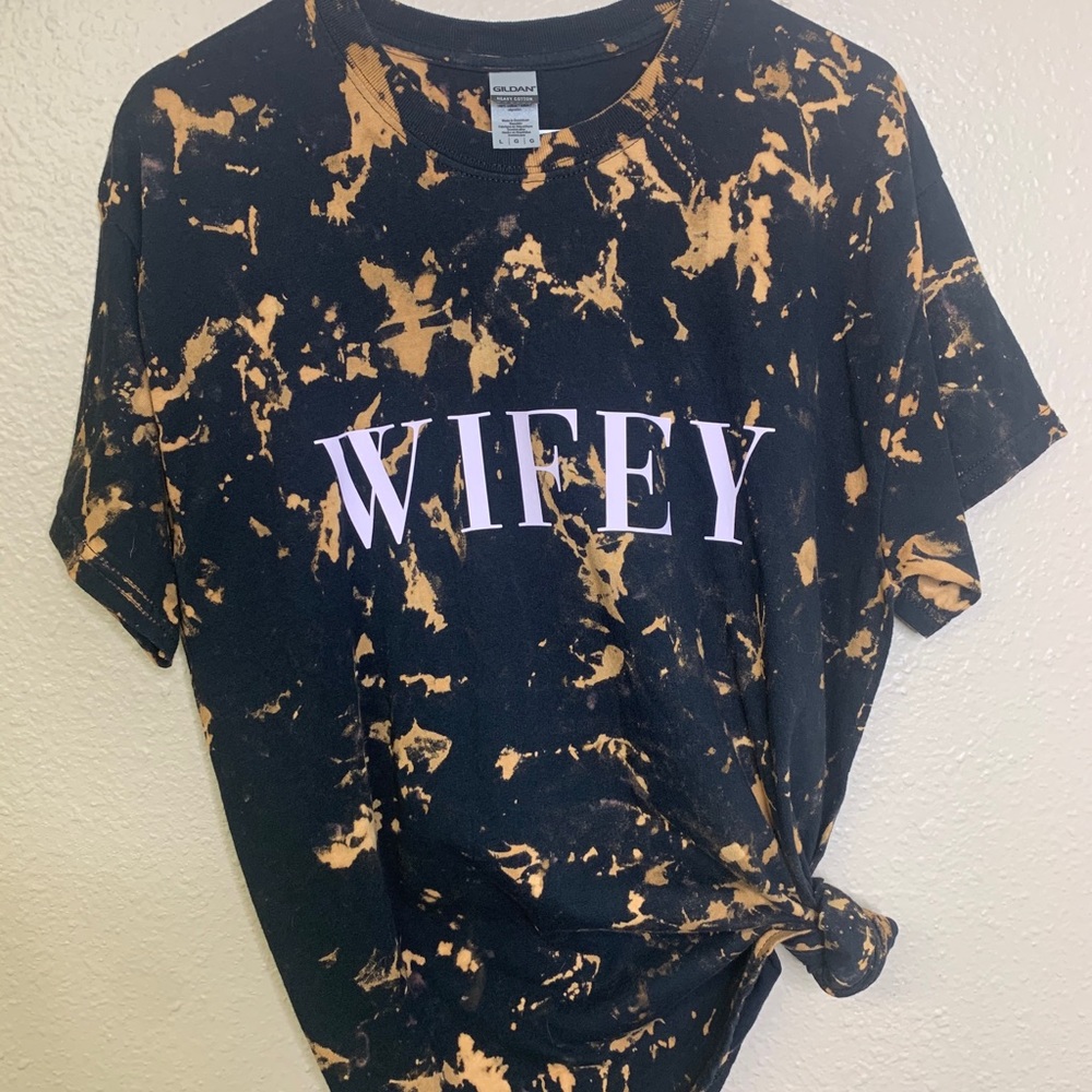 Wifey Bleached Tie Dye T Shirt